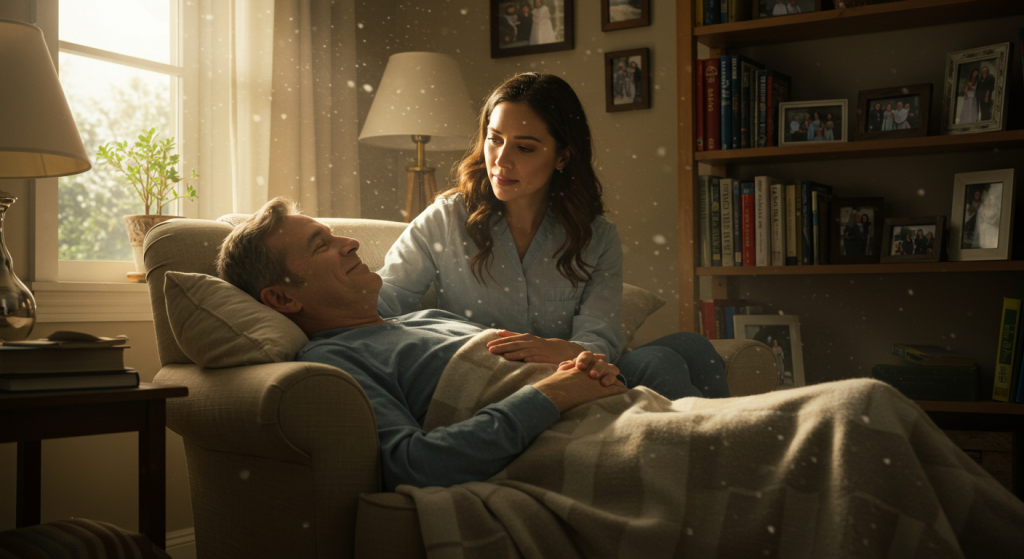 A scenic coastal road winding along rocky cliffs with a stunning ocean view under a partly cloudy sky.